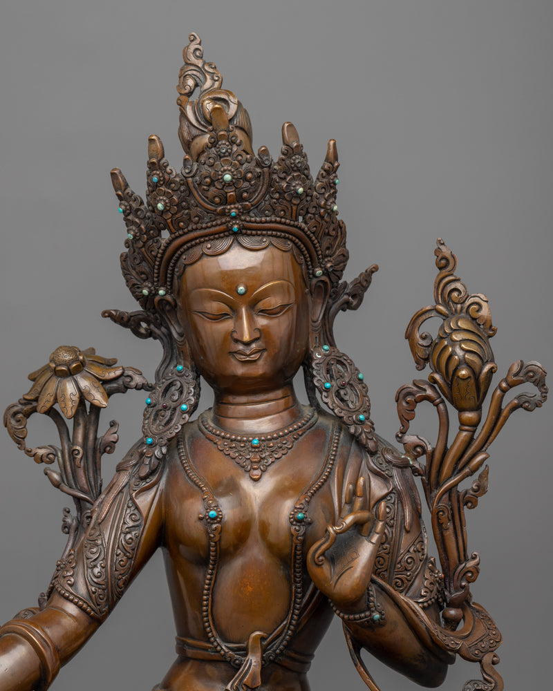 Green Tara Sculpture for Prosperity | Beautiful Bodhisattva Green Tara Statue