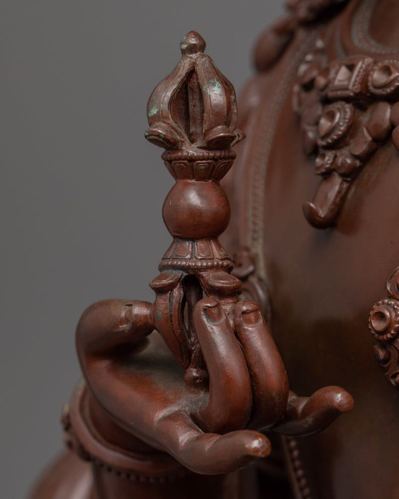 Vajrasattva Oxidized Copper Statue | Bodhisattva Sculpture Made in Nepal