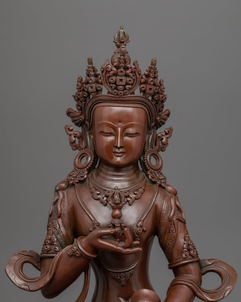 Vajrasattva Oxidized Copper Statue | Bodhisattva Sculpture Made in Nepal