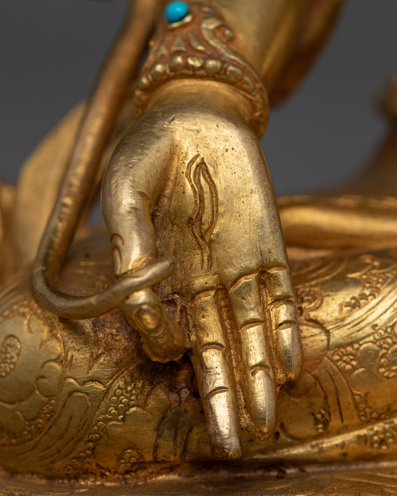 White Tara Statue for Meditative Purpose | Gold-Plated Himalayan Art