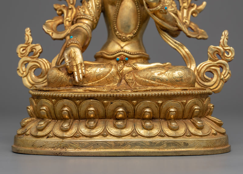 White Tara Statue for Meditative Purpose | Gold-Plated Himalayan Art