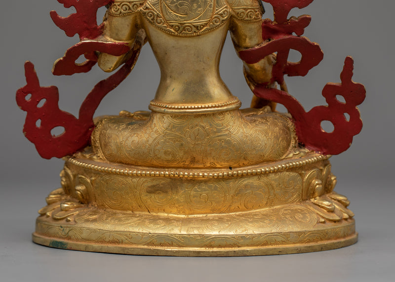 White Tara Statue for Meditative Purpose | Gold-Plated Himalayan Art