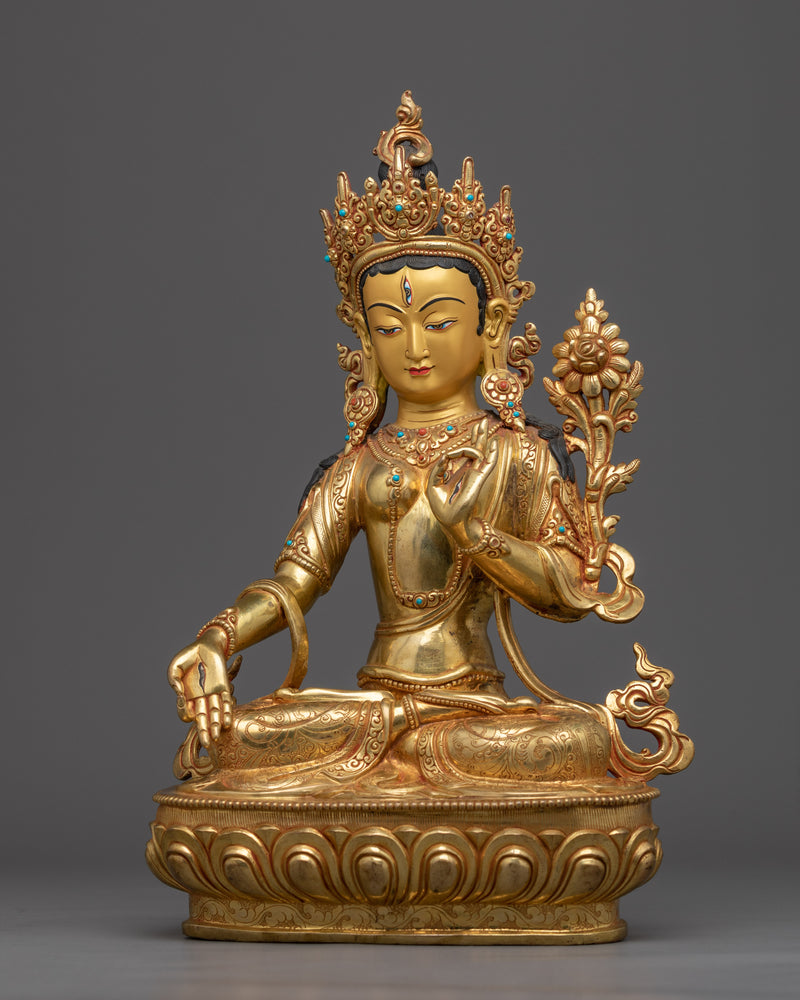 White Tara, Bodhisattva of Compassion Sculpture | Himalayan Handmade Buddhist Sculptures