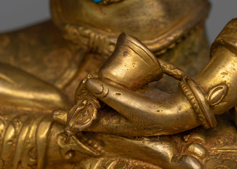 Vajrasattva Sculpture Gilded in Gold | Handmade in Nepal, Himalayan Buddhist Art