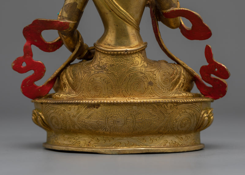 Vajrasattva Sculpture Gilded in Gold | Handmade in Nepal, Himalayan Buddhist Art