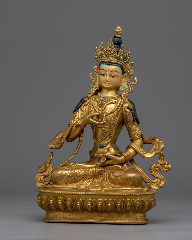 Vajrasattva Sculpture Gilded in Gold | Handmade in Nepal, Himalayan Buddhist Art