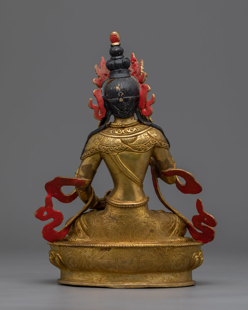 Vajrasattva Sculpture Gilded in Gold | Handmade in Nepal, Himalayan Buddhist Art