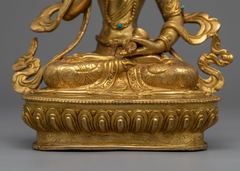 Vajrasattva Sculpture Gilded in Gold | Handmade in Nepal, Himalayan Buddhist Art