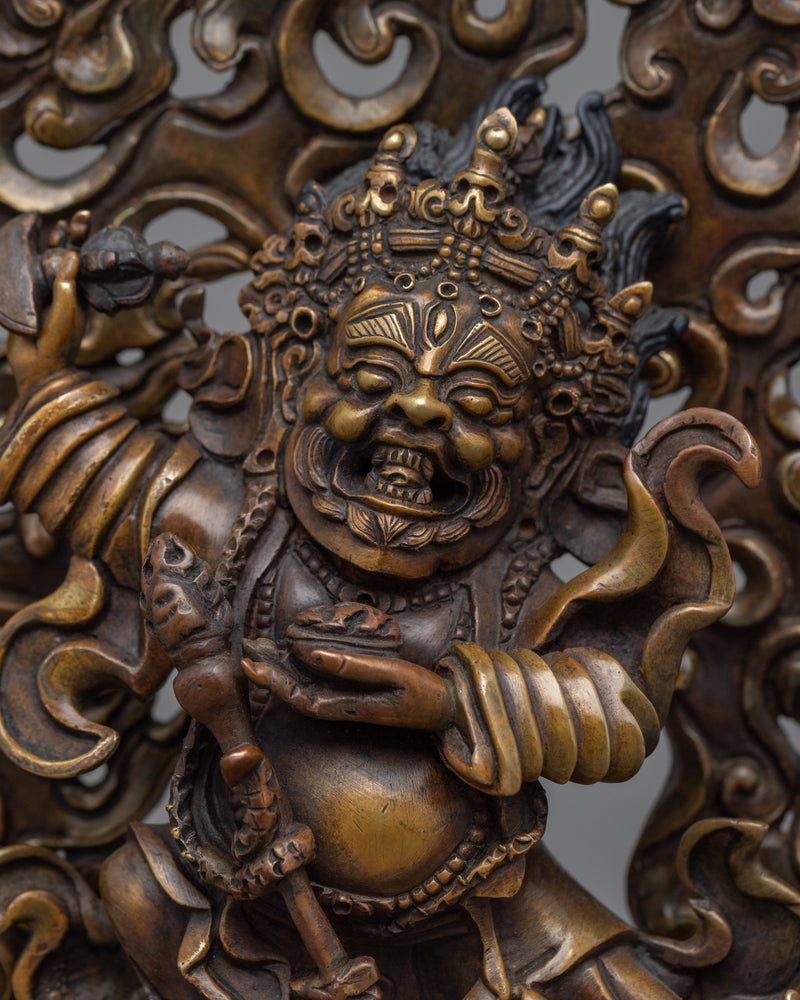 Bernagchen Mahakala Statue | Buddhist Oxidized Copper Statue