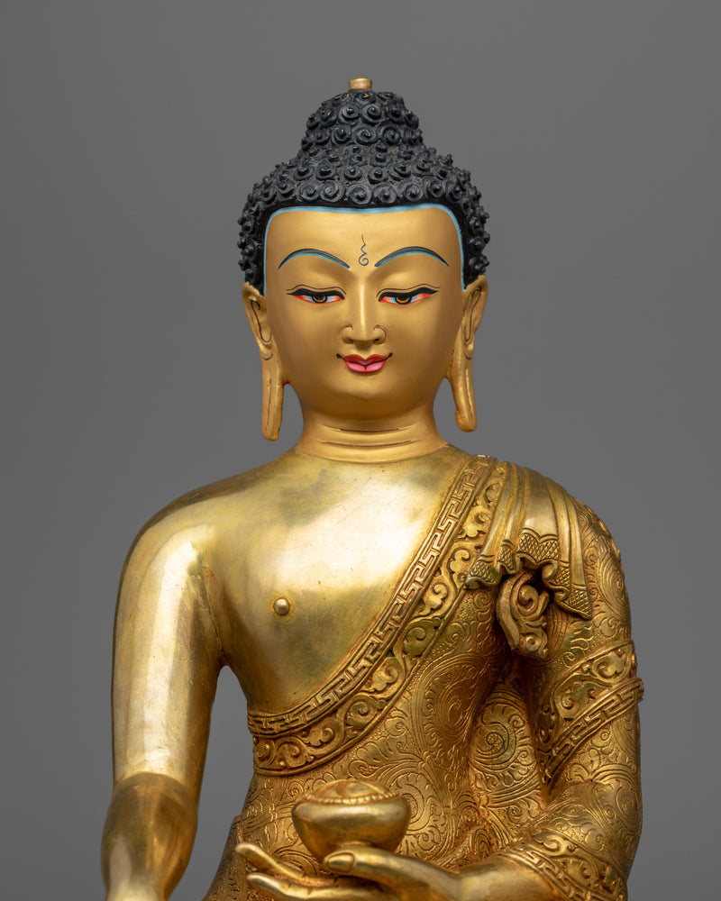 Shakyamuni Buddha Statue for Spiritual Healing | Gold Gilded Buddhist Artwork