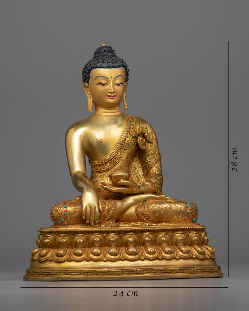 Shakyamuni Buddha Statue for Spiritual Healing | Gold Gilded Buddhist Artwork