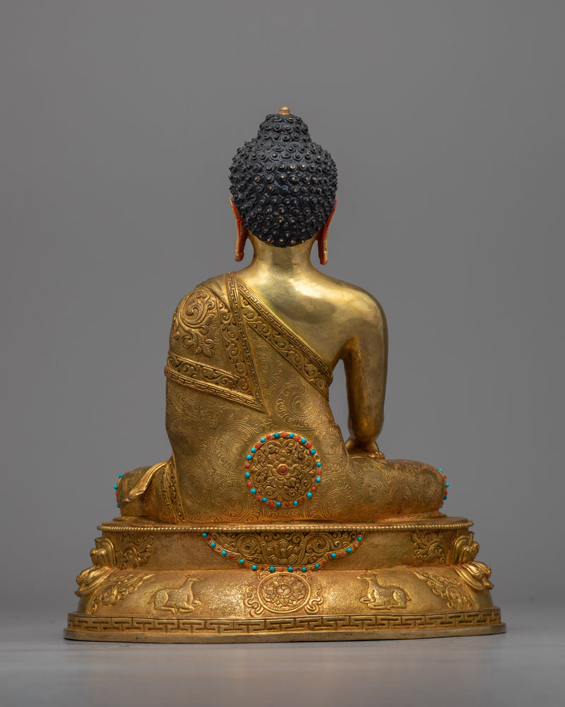 Shakyamuni Buddha Statue for Spiritual Healing | Gold Gilded Buddhist Artwork