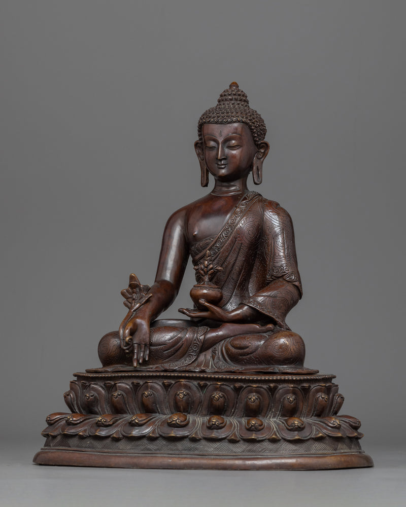 Oxidized Copper Blue Buddha Statue | Handmade in Nepal, Himalayan Buddhist Art