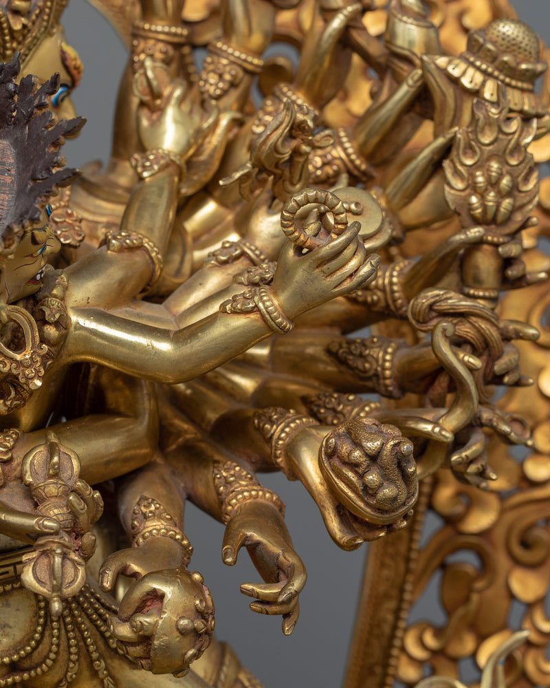 Buddhist Kalachakra Gold Gilded Statue |  Traditional Handcrafted Buddhist Art