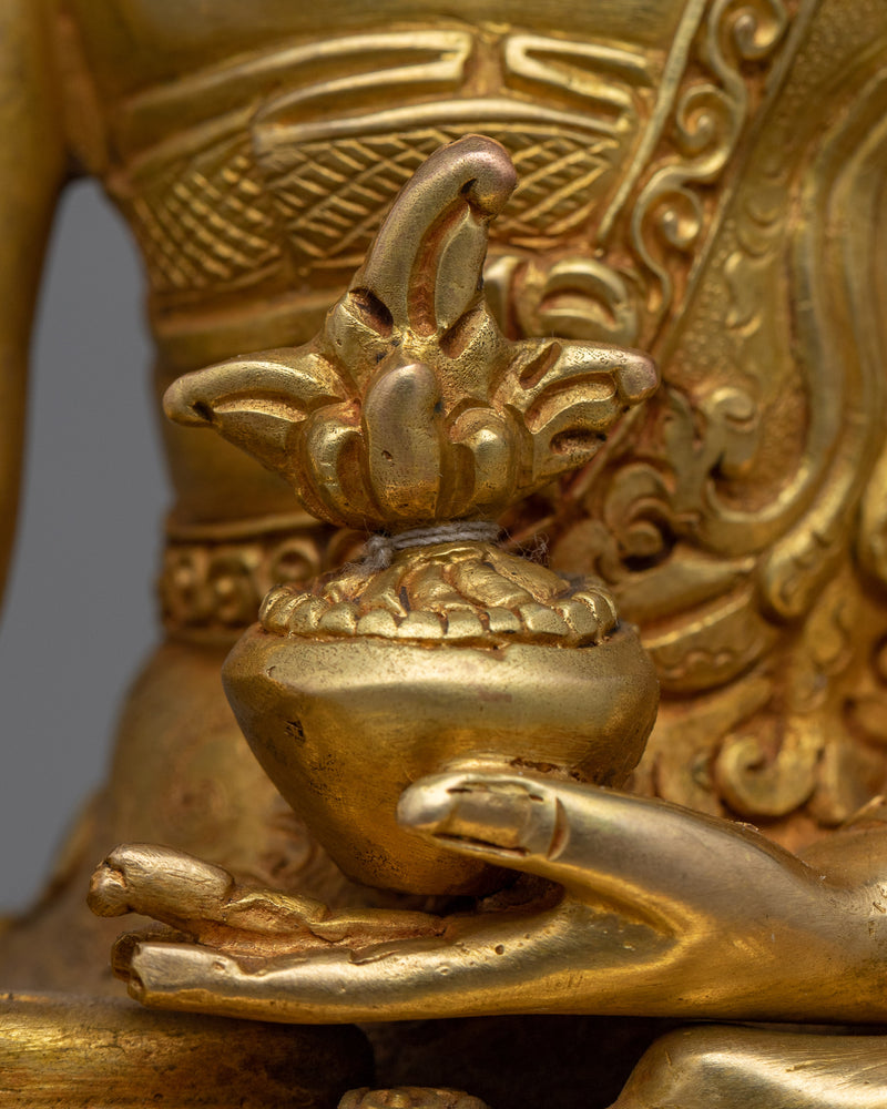 Buddha Medicine Statue Gilded in Gold | Traditional Handcrafted Buddhist Art