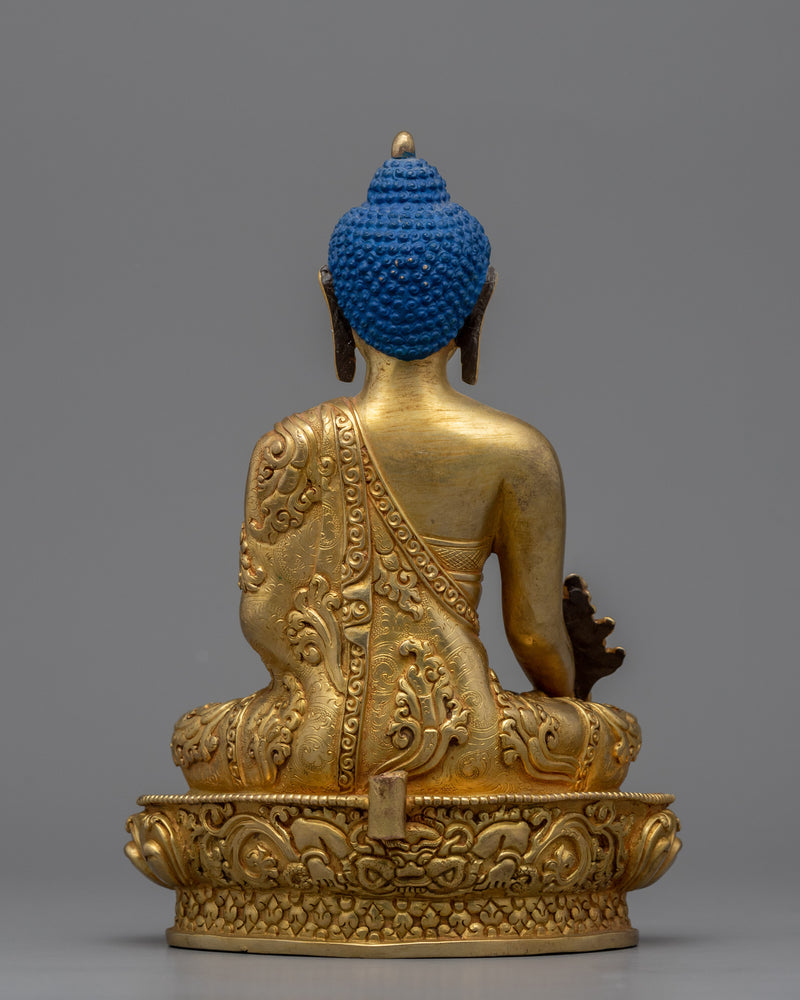 Buddha Medicine Statue Gilded in Gold | Traditional Handcrafted Buddhist Art