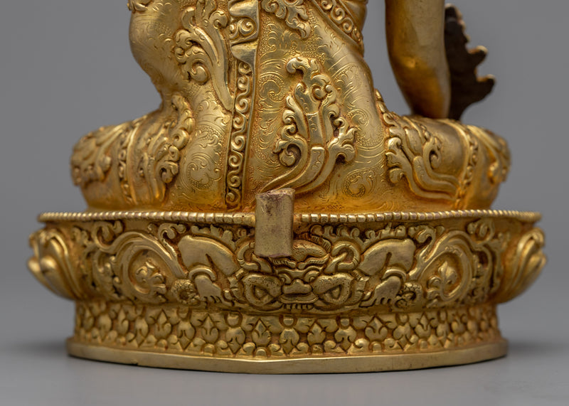 Buddha Medicine Statue Gilded in Gold | Traditional Handcrafted Buddhist Art