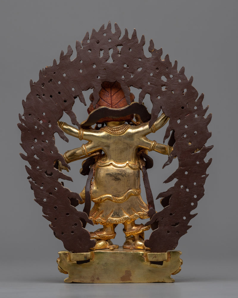 Gold Gilded White Mahakala Statue | Gold Gilded Tibetan Buddhist Art