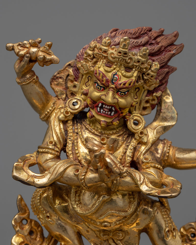 Vajrapani Bhutadamara Sculpture | Buddhist Gold Gilded Copper Statue