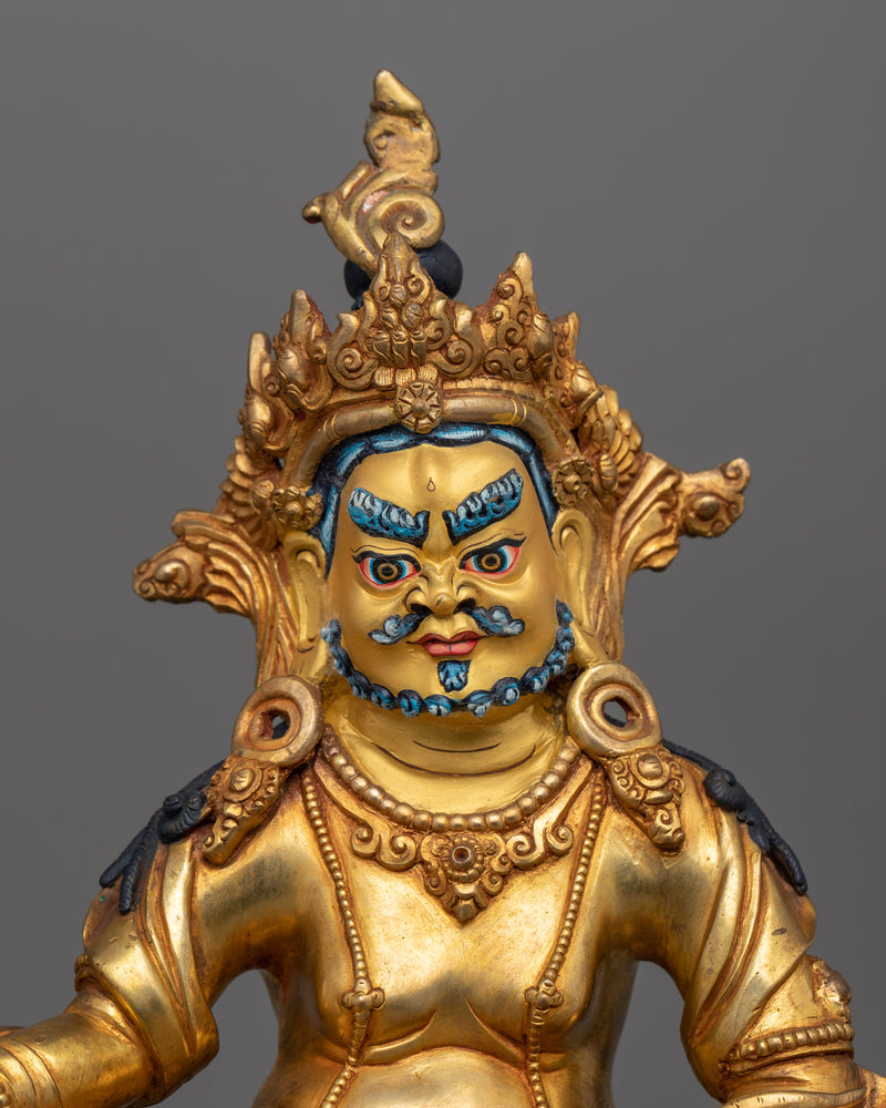 Dzambhala Mantra Practice Statue | The Buddhist Wealth Deity Sitting on a Conch Shell