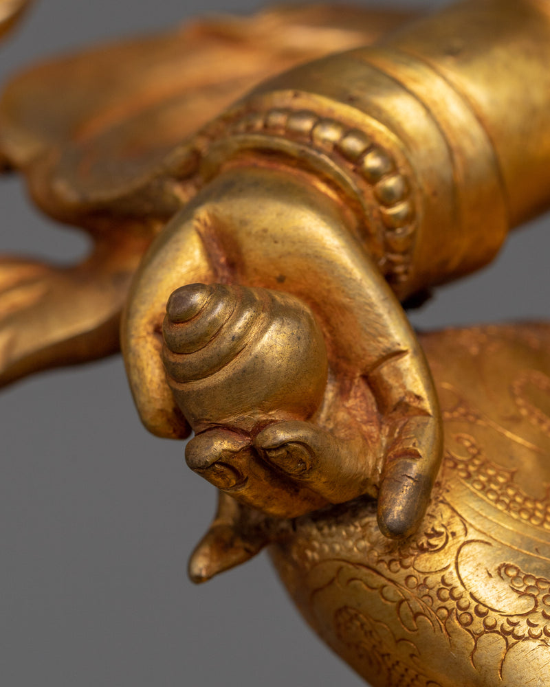 Dzambhala Mantra Practice Statue | The Buddhist Wealth Deity Sitting on a Conch Shell