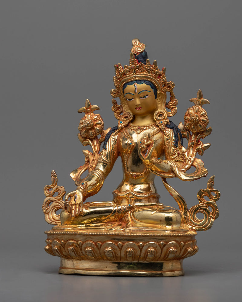 Tara White Golden Statue | Beautiful Tibetan Artwork