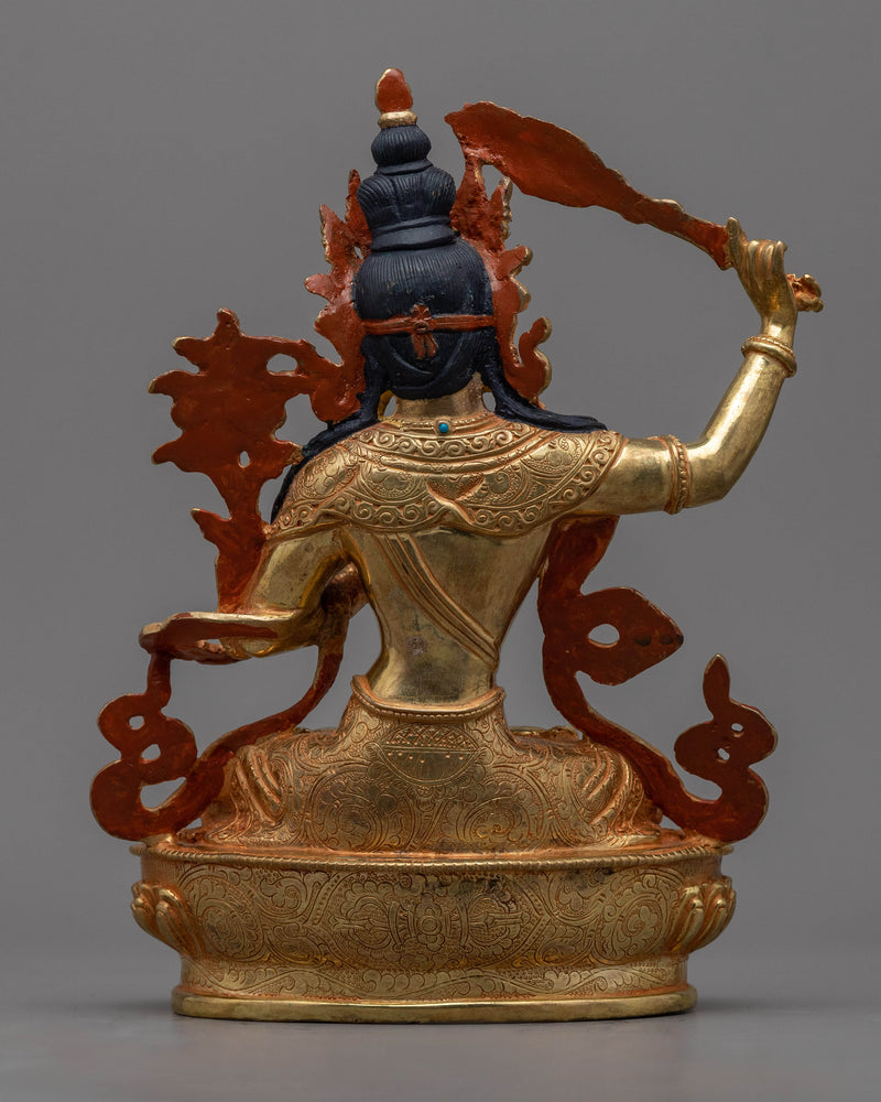 Gold Gilded Manjushree Statue with The Sword of Manjushri | Himalayan Art