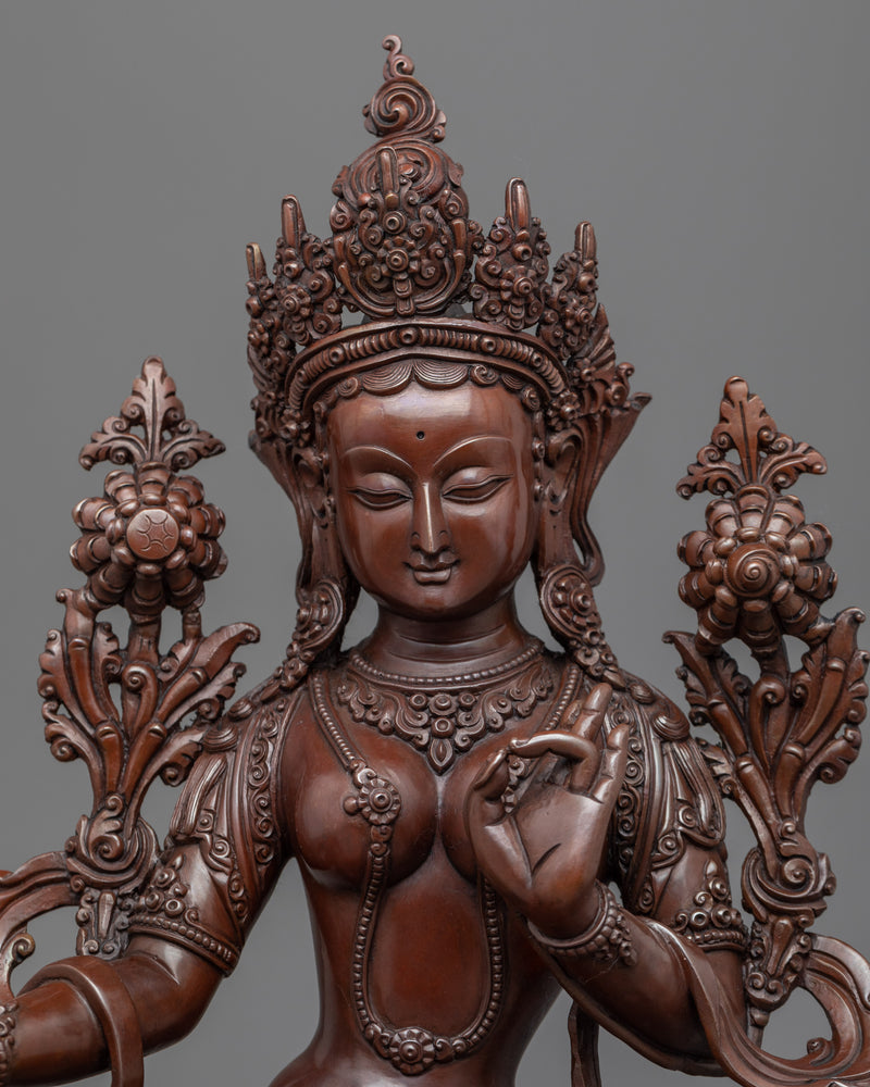 Buddhism Tara Oxidized Copper Statue | Buddhist Goddess Sculpture