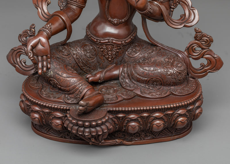 Buddhism Tara Oxidized Copper Statue | Buddhist Goddess Sculpture