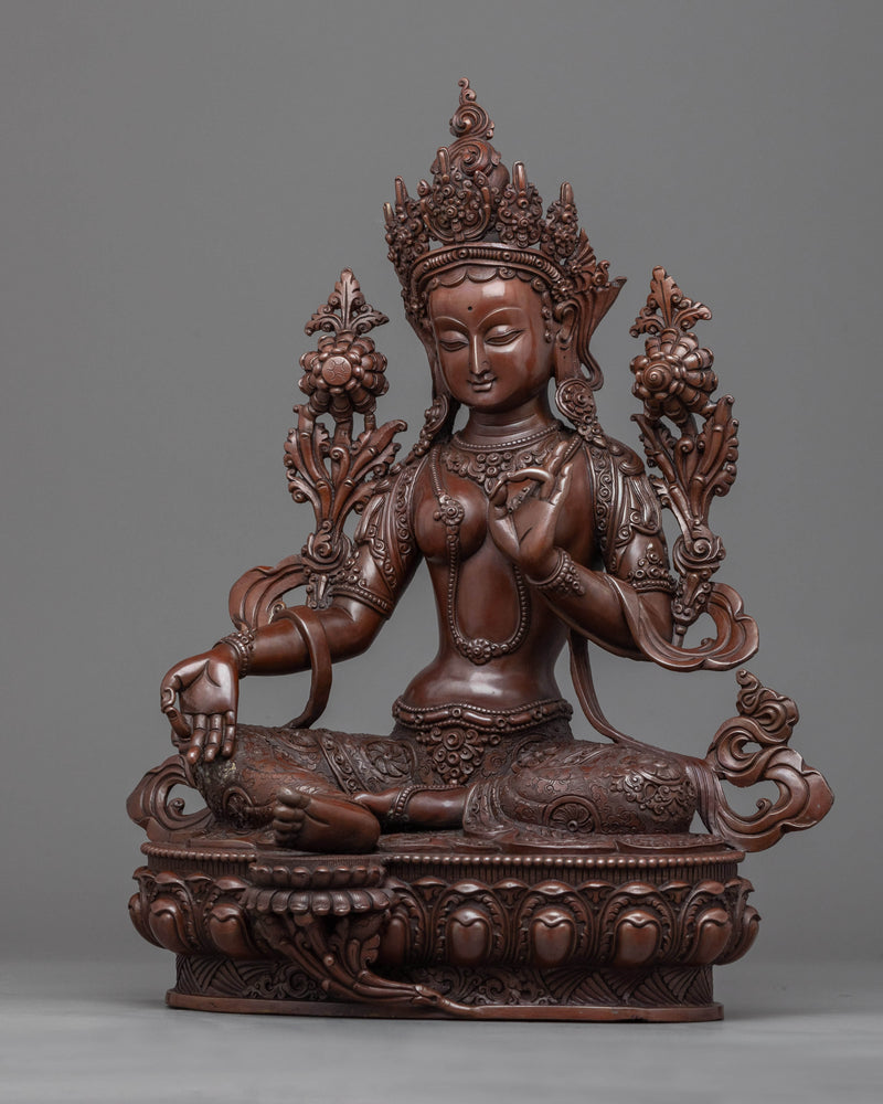 Buddhism Tara Oxidized Copper Statue | Buddhist Goddess Sculpture