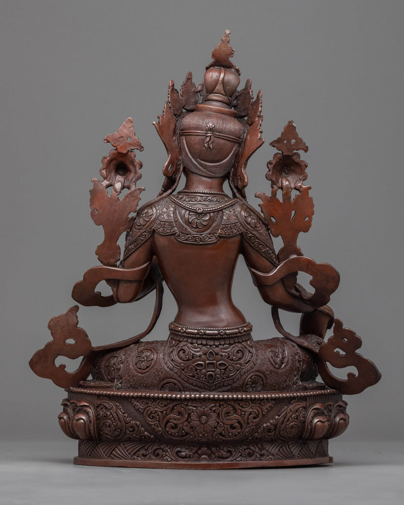 Buddhism Tara Oxidized Copper Statue | Buddhist Goddess Sculpture