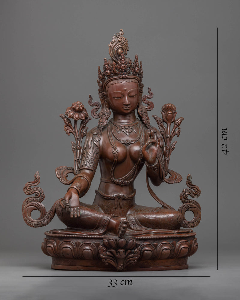 Green Tara Images | Himalayan Hand-made 24k Gold Gilded Statues