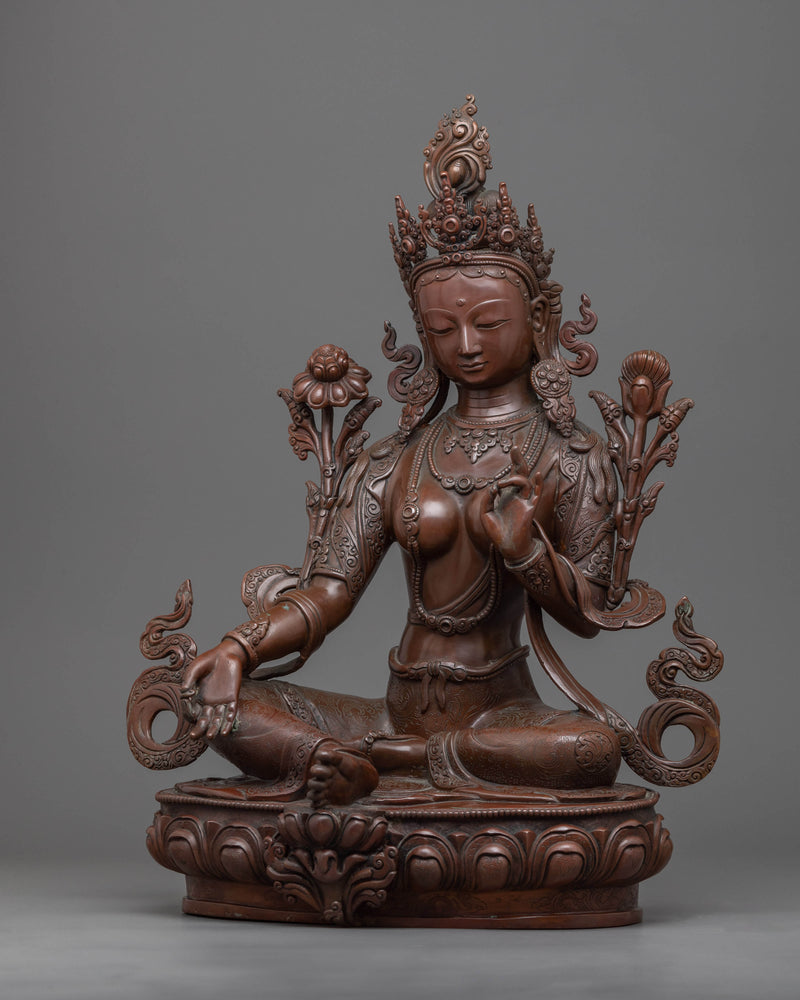 Green Tara Images | Himalayan Hand-made 24k Gold Gilded Statues