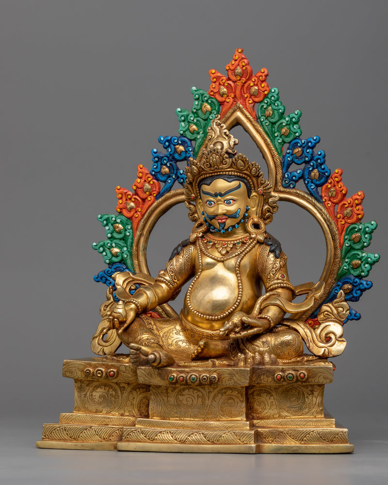 Zambala Gold Gilded Statue | Himalayan Detailed Acrylic Painted