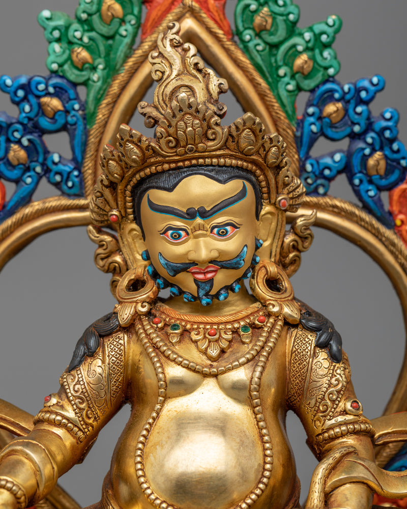 Zambala Gold Gilded Statue | Himalayan Detailed Acrylic Painted