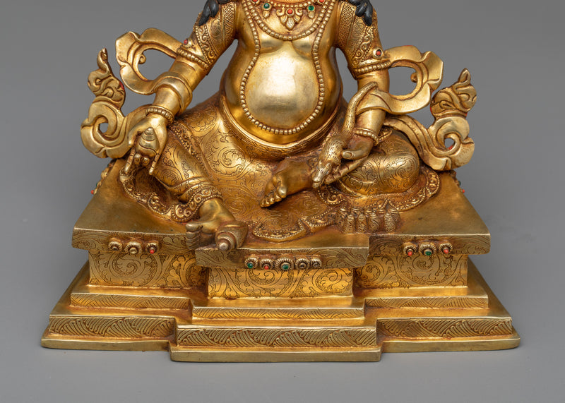 Zambala Gold Gilded Statue | Himalayan Detailed Acrylic Painted