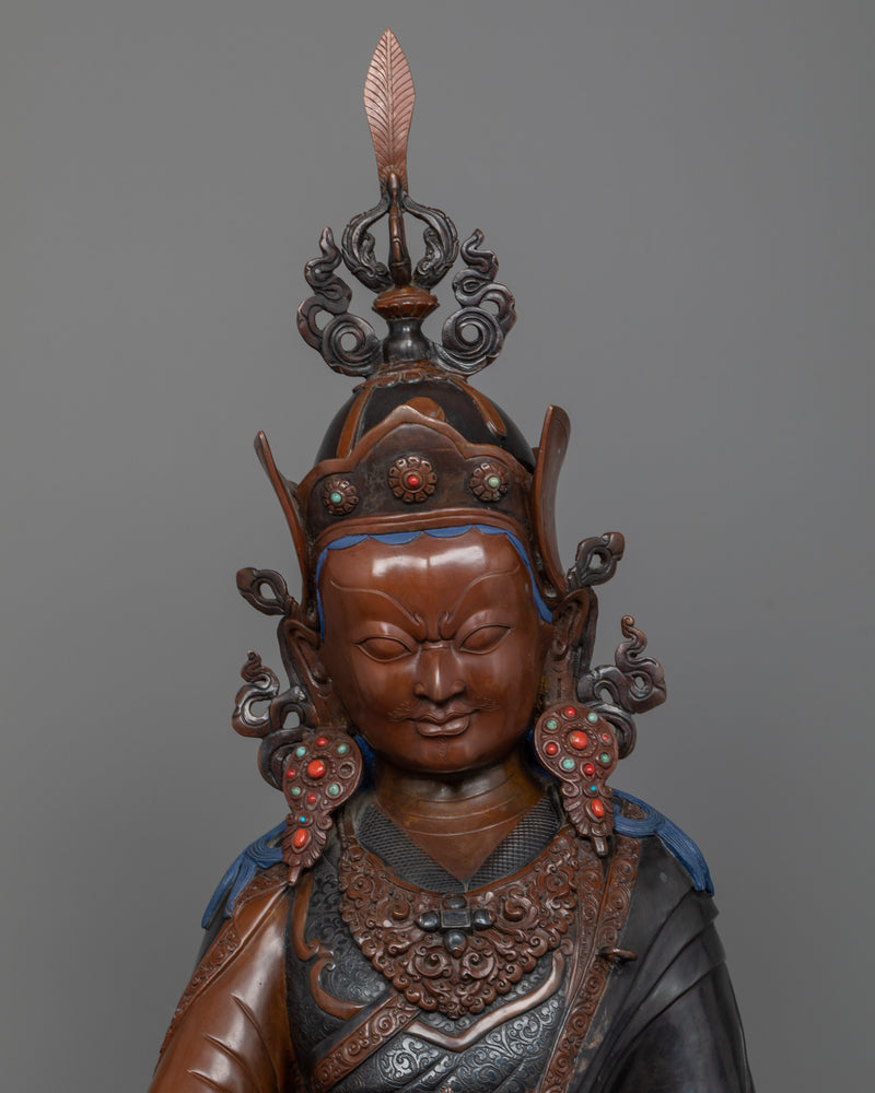 Guru Rinpoche Statue with Mandarva & Yeshe Tsogyal | Himalayan Buddhist Art