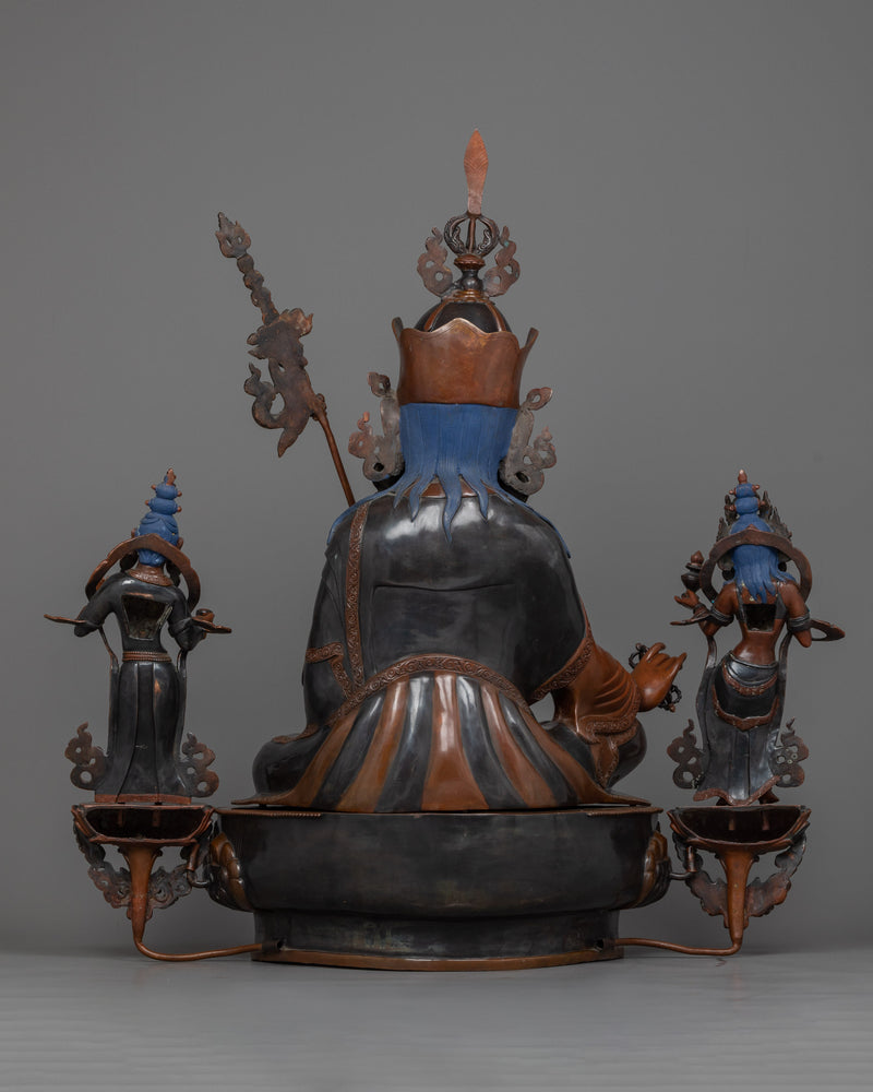 Guru Rinpoche Statue with Mandarva & Yeshe Tsogyal | Himalayan Buddhist Art