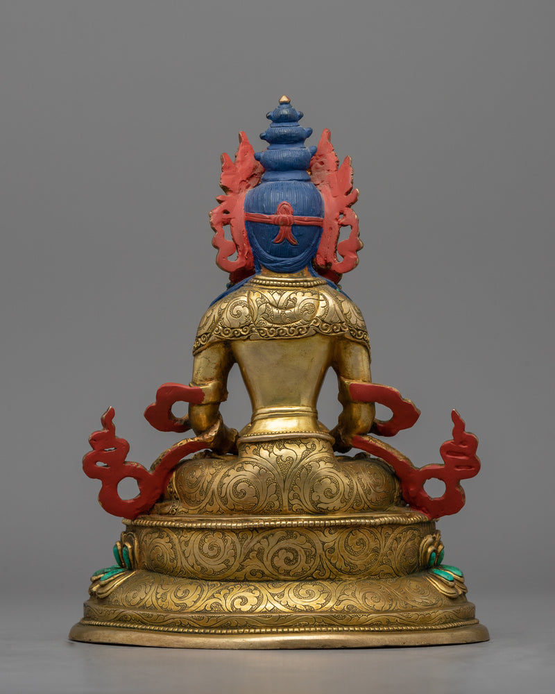 Experience the Infinite Life Potential with the Buddha Amitayus Mantra in Tibetan through This Stunning Statue