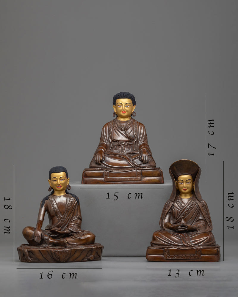 Tibetan Buddhist Teachers Statue Set | Marpa, Milarepa & Gampopa Artwork