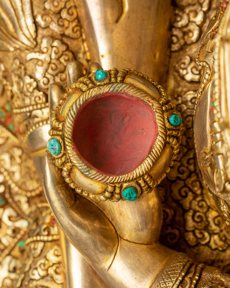 Buddha Shakyamuni Sculpture | Gold Gilded Traditional Buddhist Artwork