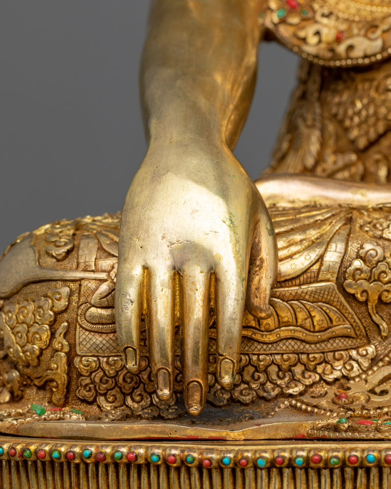 Buddha Shakyamuni Sculpture | Gold Gilded Traditional Buddhist Artwork