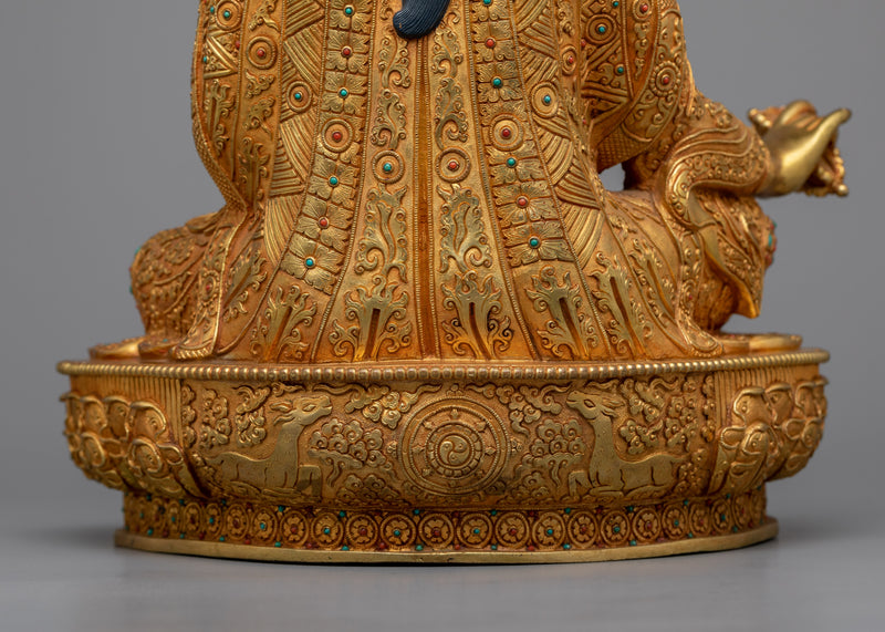 Embrace the Wisdom and Blessings of Guru Rimpoche | Magnificent 24K Gold Gilded Copper Statue