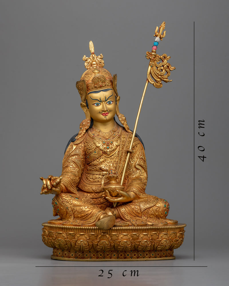 Embrace the Wisdom and Blessings of Guru Rimpoche | Magnificent 24K Gold Gilded Copper Statue