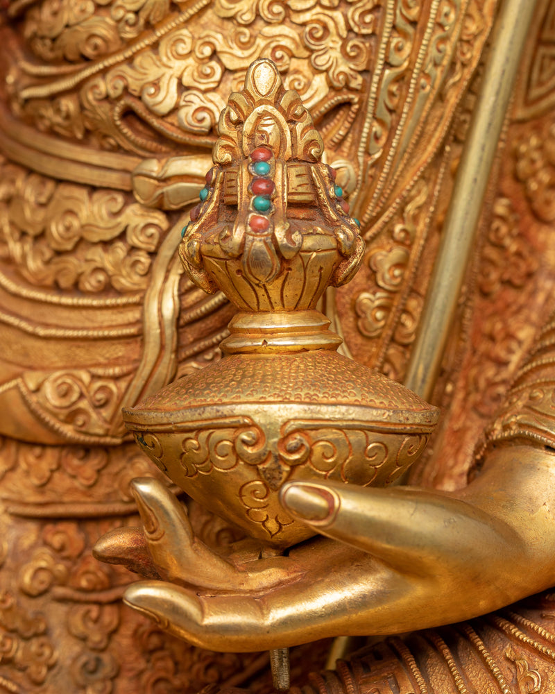 Embrace the Wisdom and Blessings of Guru Rimpoche | Magnificent 24K Gold Gilded Copper Statue