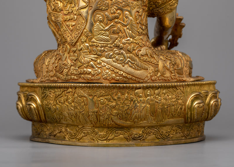 Enhance Healing and Well-being with a Majestic 24K Gold Gilded Medicine Buddah Statue