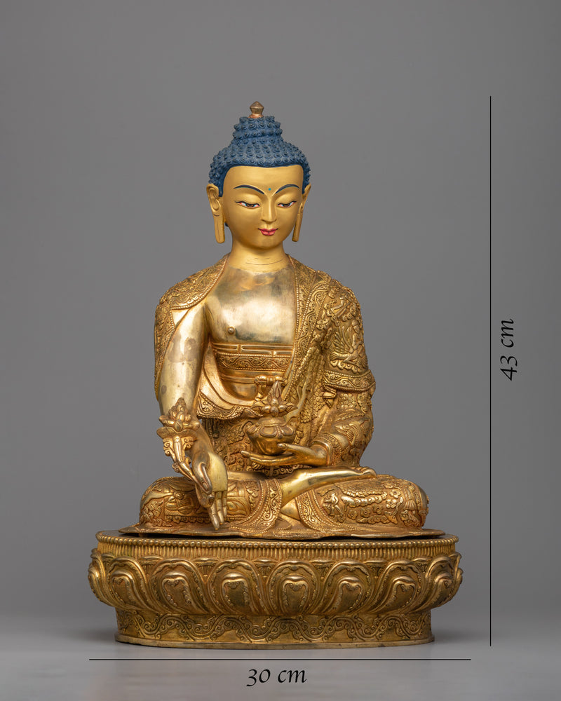 Enhance Healing and Well-being with a Majestic 24K Gold Gilded Medicine Buddah Statue