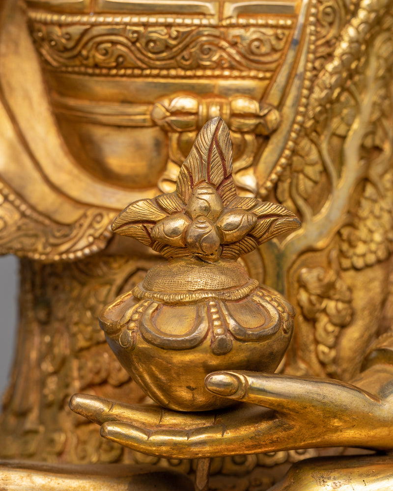 Enhance Healing and Well-being with a Majestic 24K Gold Gilded Medicine Buddah Statue