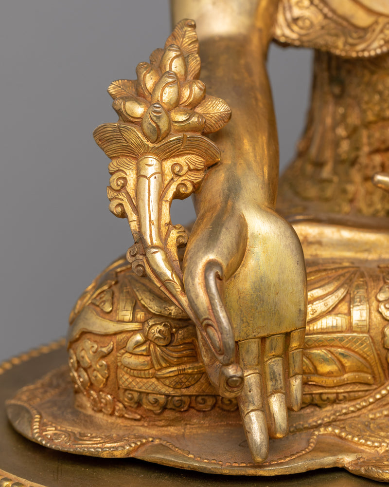 Enhance Healing and Well-being with a Majestic 24K Gold Gilded Medicine Buddah Statue