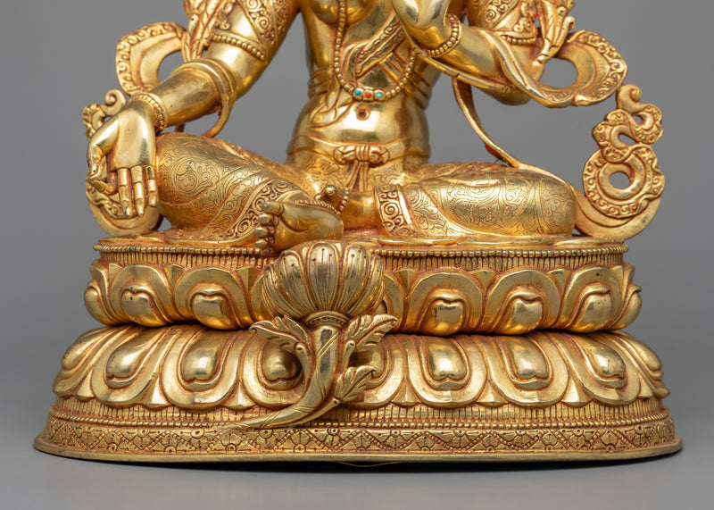 Invite Protection and Swift Assistance | Graceful 24K Gold Gilded Greentara Statue